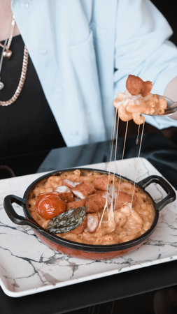 Tasty appetizing classic pasta with a delicious sauce.の写真素材