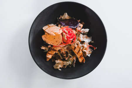 Fresh salad plate with mixed greensの写真素材