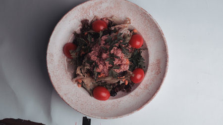 Fresh salad plate with mixed greensの写真素材