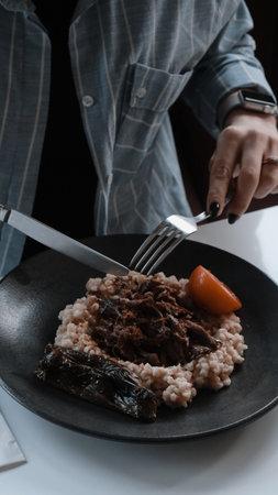 A sizzling hot plate of perfectly cooked meat