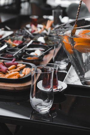 Close-up of a homemade breakfast spreadの写真素材