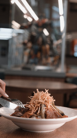 Perfectly cooked meat, a true culinary delightの写真素材