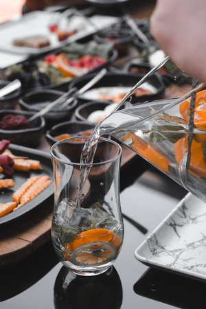 Colorful breakfast spread with regional specialtiesの写真素材