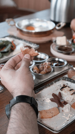 A vibrant breakfast spread with colorful ingredientsの写真素材
