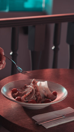 Fresh salad plate with mixed greensの写真素材