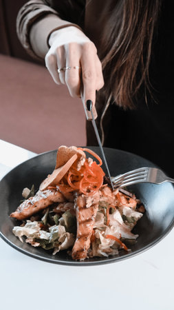 Fresh salad plate with mixed greensの写真素材