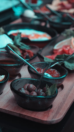 Close-up of a delicious homemade breakfast spread