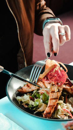 Fresh salad plate with mixed greensの写真素材