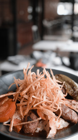 Savory and satisfying, a plate of grilled meatの写真素材