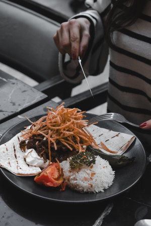 Savory and satisfying, a plate ofの写真素材