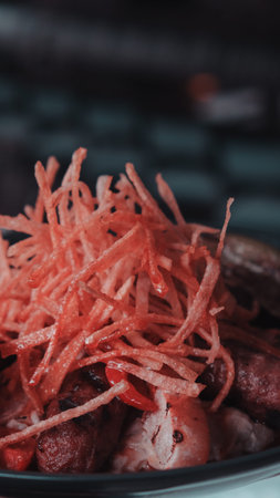 A sizzling hot plate of perfectly cooked meat