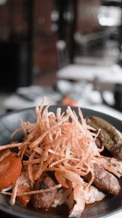 A sizzling hot plate of perfectly cooked meat