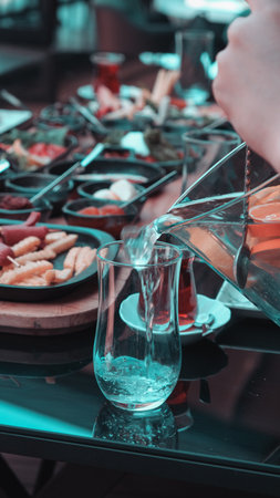 Beautifully styled morning breakfast tableの写真素材