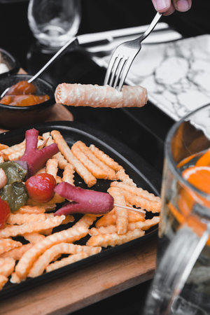 Traditional Turkish breakfast with fresh ingredients