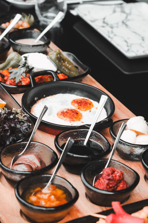 Traditional breakfast with fresh ingredientsの写真素材