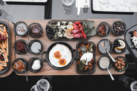 A wholesome and satisfying breakfast with natural ingredientsの写真素材