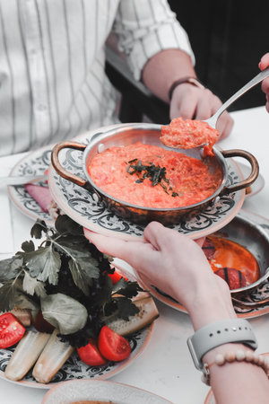 Traditional breakfast with fresh ingredientsの写真素材