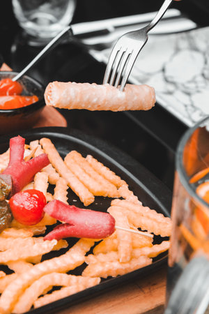 Beautifully styled morning breakfast tableの写真素材