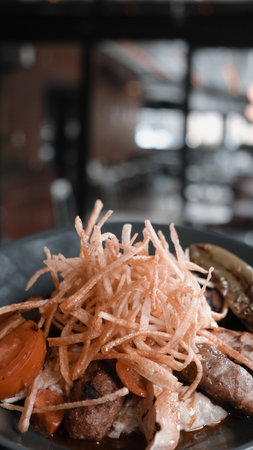 Perfectly cooked meat, a true culinary delightの写真素材