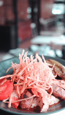 Perfectly cooked meat, a true culinary delightの写真素材