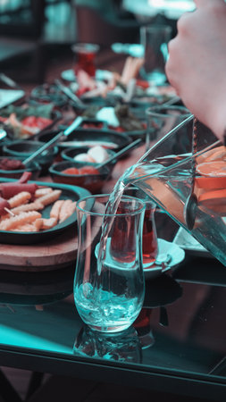 Fresh fruits and healthy foods for a morning mealの写真素材