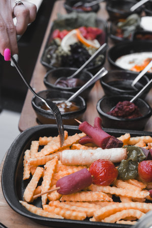 A bright and cheerful breakfast spread on a table