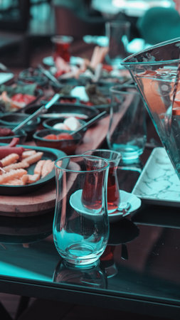 Fresh fruits and healthy foods for a morning mealの写真素材