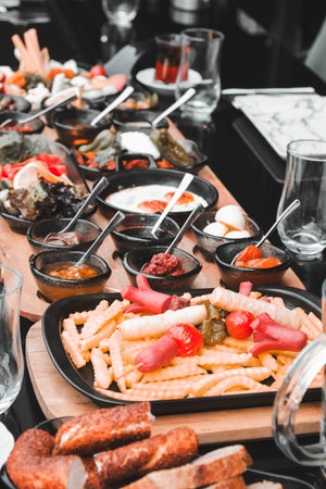 Beautifully styled morning breakfast table