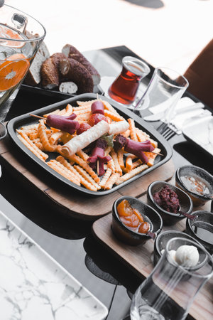 Traditional breakfast with fresh ingredientsの写真素材