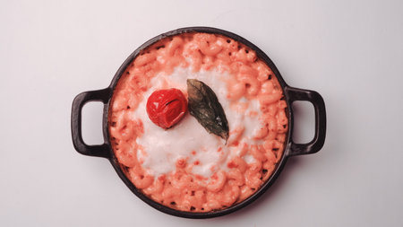 Tasty appetizing classic Italian pasta with a delicious sauce.の写真素材