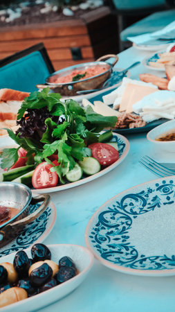 Close-up of a delicious homemade breakfast spread