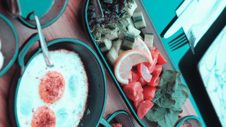 A wholesome and satisfying breakfast with natural ingredientsの写真素材