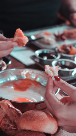 Traditional Turkish breakfast with fresh ingredientsの写真素材