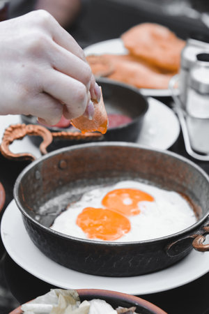 Traditional breakfast with fresh ingredientsの写真素材