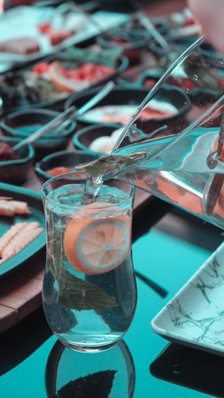 Beautifully styled morning breakfast tableの写真素材