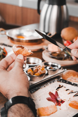 A wholesome and satisfying breakfast with natural ingredientsの写真素材