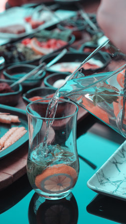 Beautifully styled morning breakfast tableの写真素材