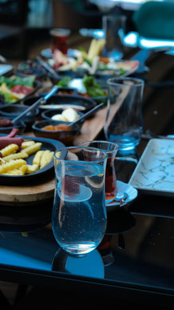 Traditional Turkish breakfast with fresh ingredients