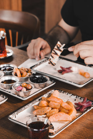 Traditional breakfast with fresh ingredientsの写真素材