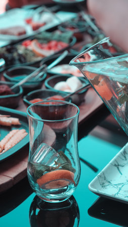 Fresh and vibrant ingredients for a delicious breakfastの写真素材