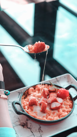Tasty appetizing classic Italian pasta with a delicious sauce.