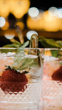 Freshly mixed cocktails with premium spiritsの写真素材