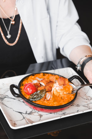 Tasty appetizing classic Italian pasta with a delicious sauce.の写真素材