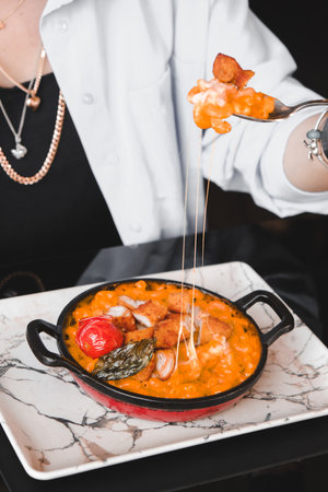 Tasty appetizing classic Italian pasta with a delicious sauce.の写真素材