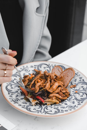 Tasty appetizing classic Italian pasta with a delicious sauce.の写真素材