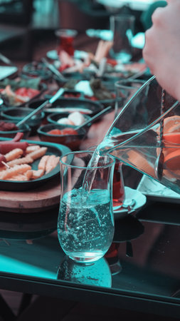 Fresh fruits and healthy foods for a morning mealの写真素材