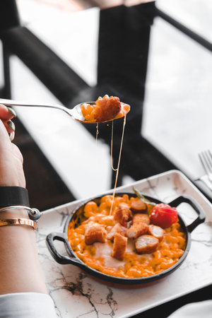 Tasty appetizing classic Italian pasta with a delicious sauce.