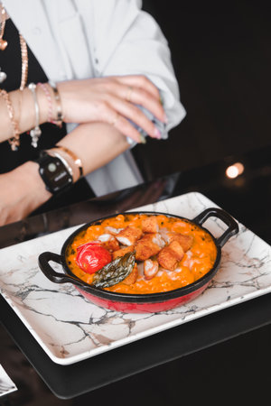 Tasty appetizing classic Italian pasta with a delicious sauce.の写真素材