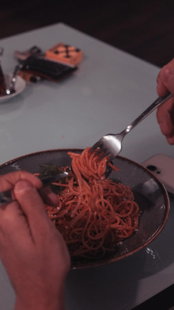 Tasty appetizing classic Italian pasta with a delicious sauce.