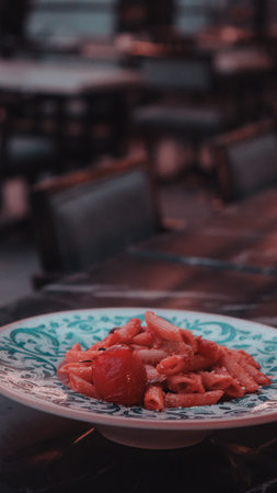 Tasty appetizing classic Italian pasta with a delicious sauce.の写真素材